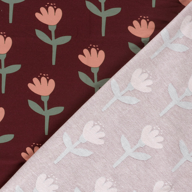 French Terry fabric Flowers brushed and digital printed 