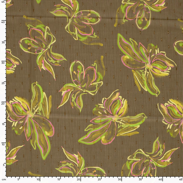 Chiffon fabric Glitter Khaki Green