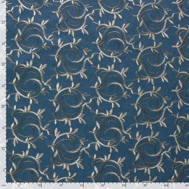 Denim fabric Leaves Indigo