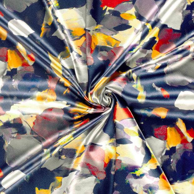 Satin fabric Indigo printed 