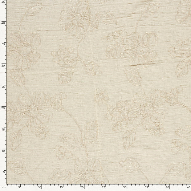 tissu fleurs Blanc cassé