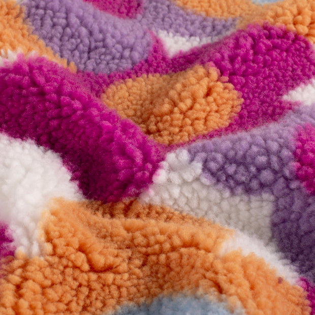 Sherpa Fleece fabric Flowers Off White