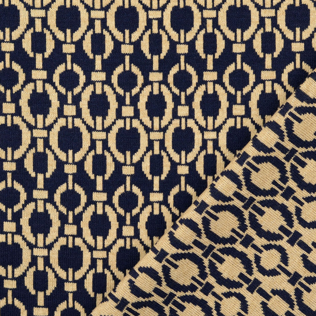 Heavy Knit tissu Bleu Marine jacquard 