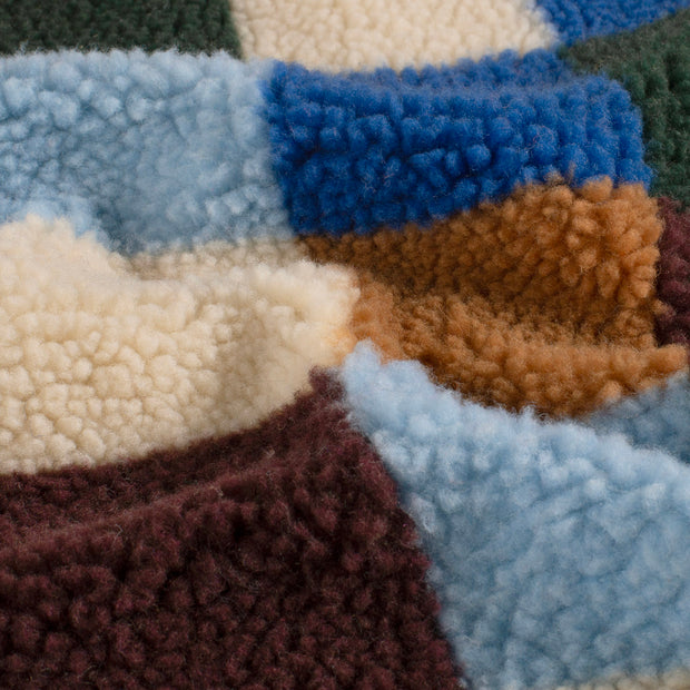 Sherpa Fleece fabric Checks Cobalt
