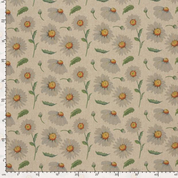 Aspect Lin tissu fleurs Beige