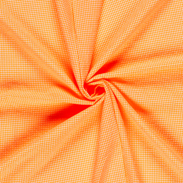 Cotton Poplin fabric Neon Orange Seersucker 
