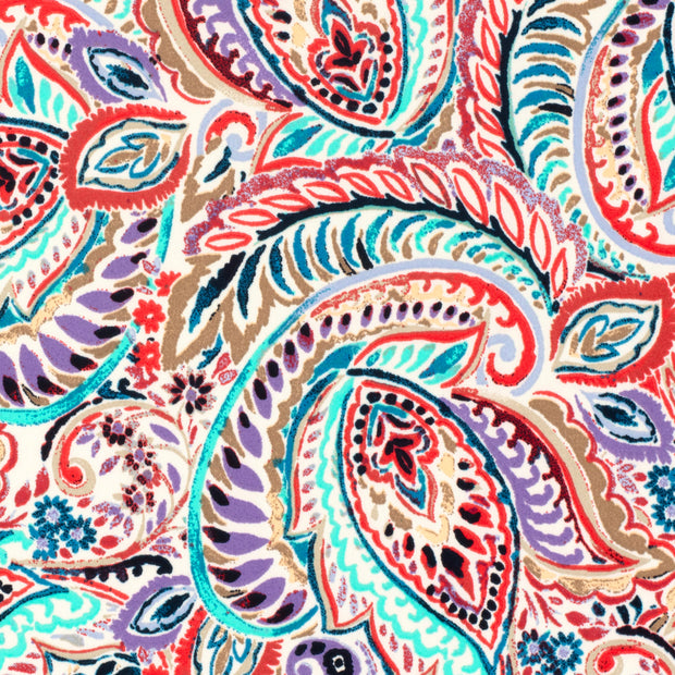 Twill Stretch fabric Paisley Petrol