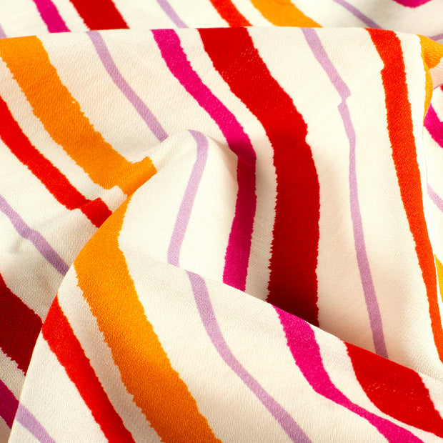 Viscose Nylon Crepe fabric Stripes Orange