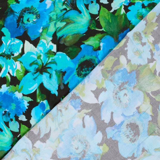 Viscose Satin fabric Flowers digital printed 