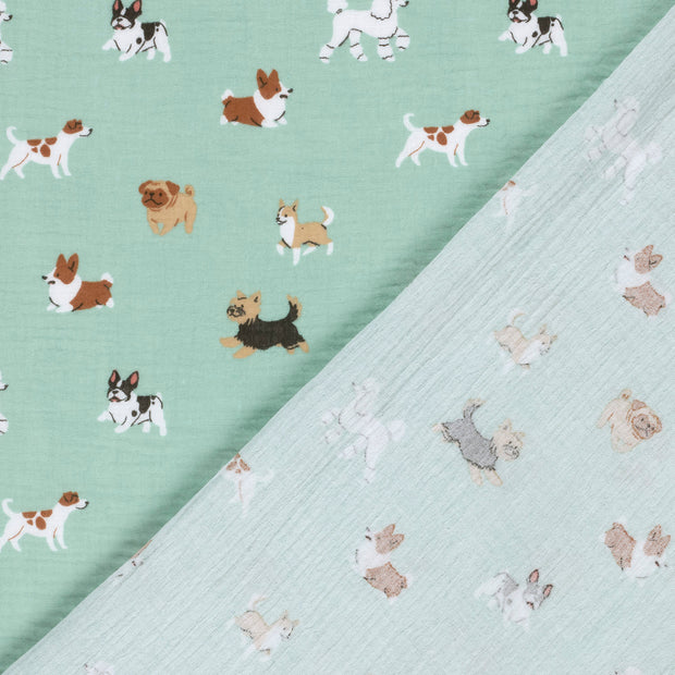 Muslin fabric Dogs printed 