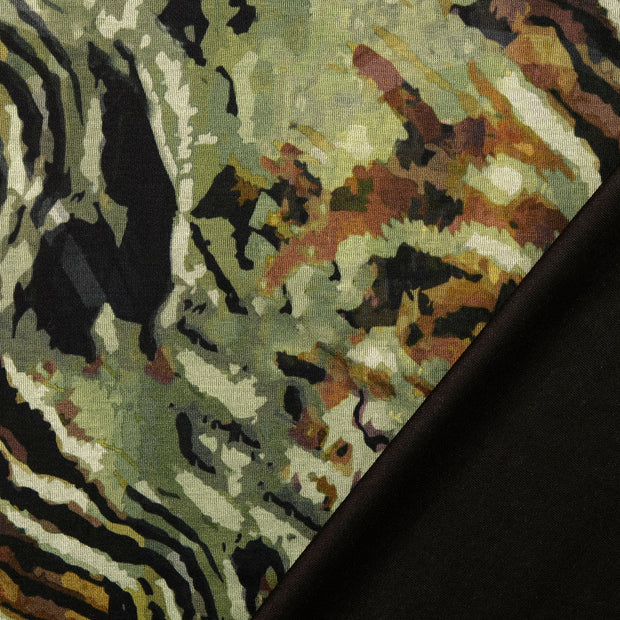 Cotton Jersey fabric Olive Green digital printed 