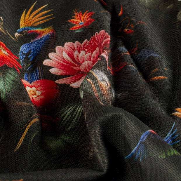 Panama fabric Flowers Dark Green