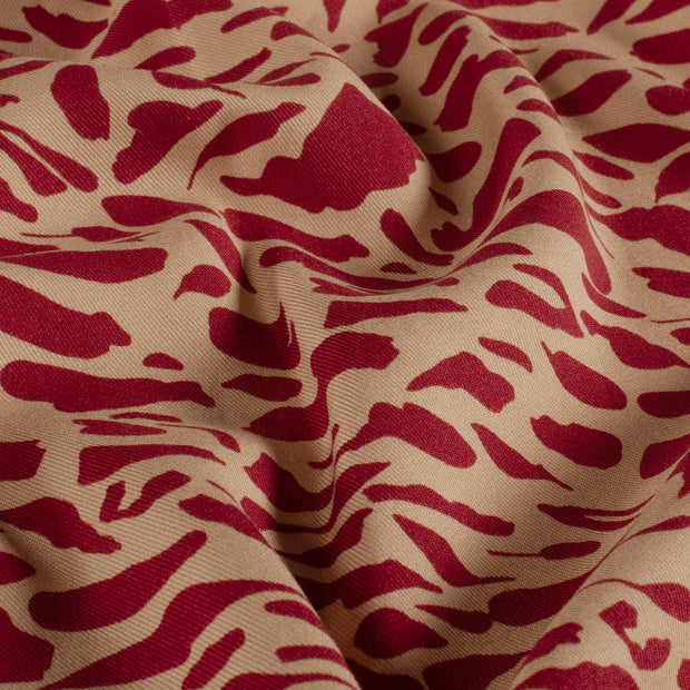 Sergé de Viscose tissu Abstrait Bordeaux