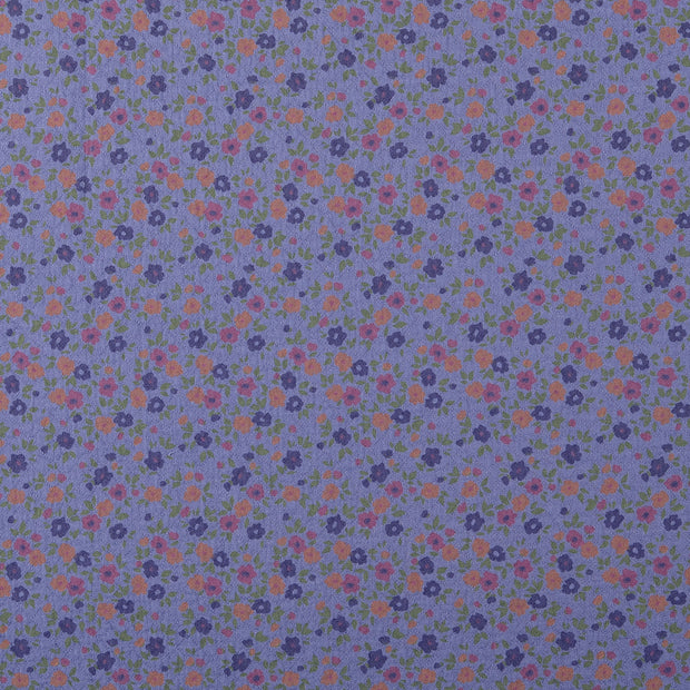 Popeline de Coton tissu fleurs Bleu clair