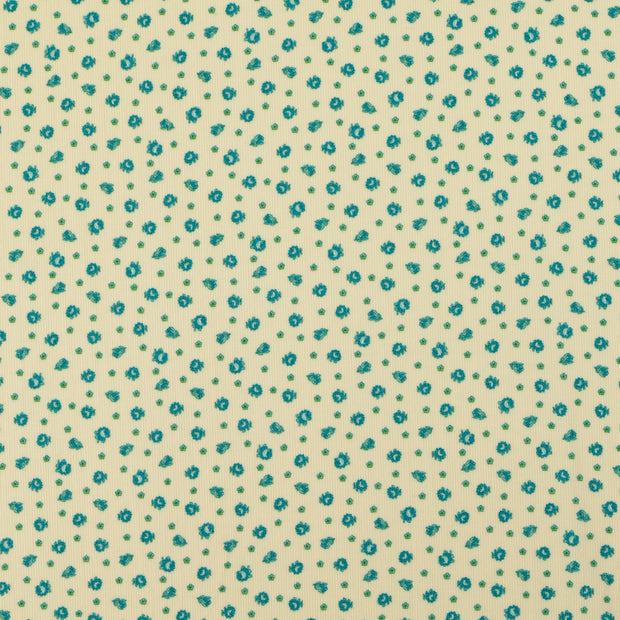 Velours Côtelé 4.5w tissu fleurs Menthe foncée