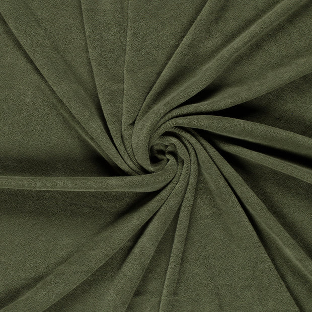Stretch terry fabric Khaki Green 