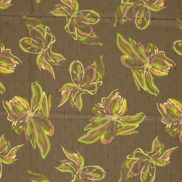 Chiffon fabric Khaki Green semi-transparent 