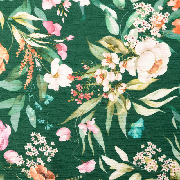 Plissé tissu fleurs Vert Forêt