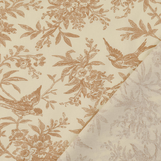 Cotton Poplin fabric Beige printed 