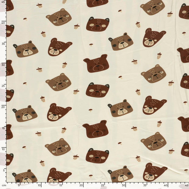 French Terry fabric Bears Off White