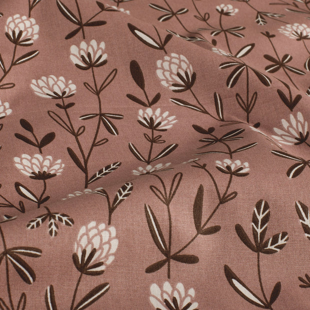 Cotton Poplin fabric Flowers Light Mauve