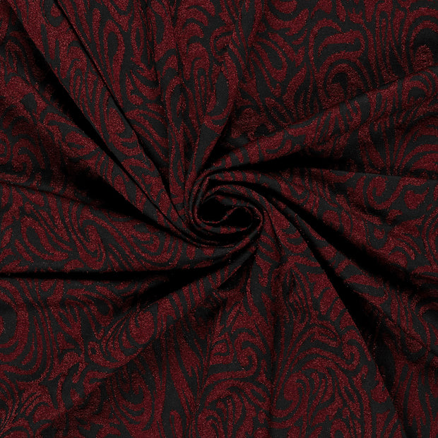 Jacquard tissu Rouge Bordeaux Lurex 