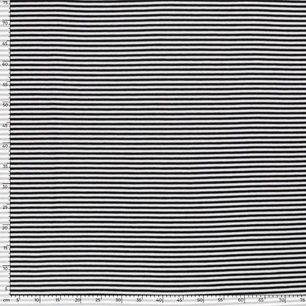 Jersey de Coton Fil Teint tissu rayures Noir