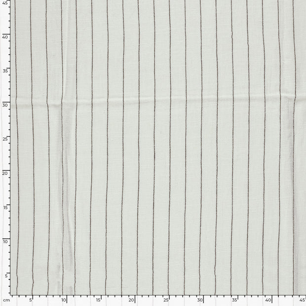 Semi-linen fabric Stripes Off White