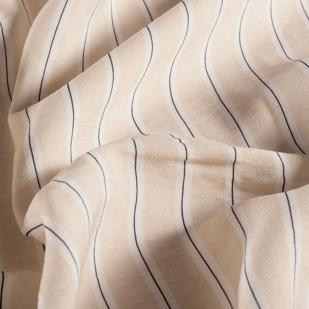 Viscose Nylon Crepe fabric Stripes Beige