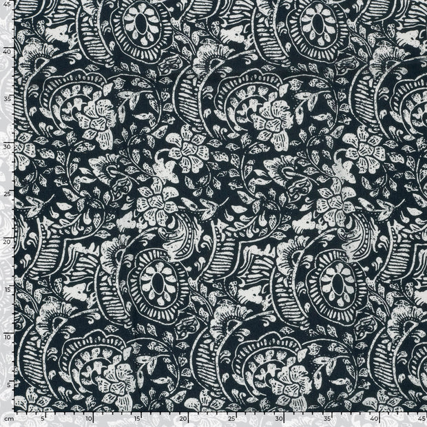 Borken Crepe fabric Abstract Navy