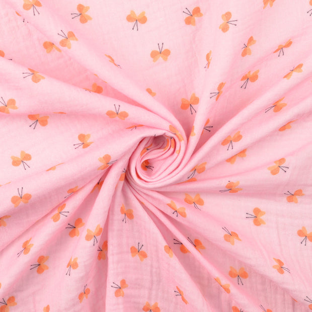 double gaze tissu rose 