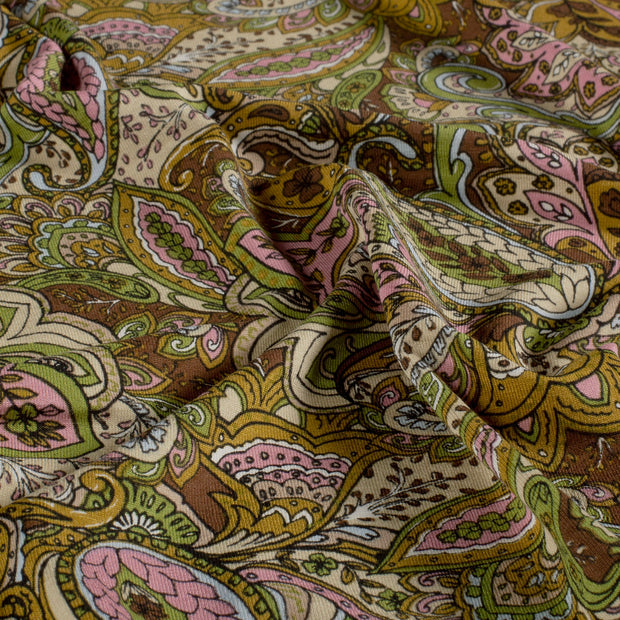 Viscose Vortex Jersey fabric Paisley Green