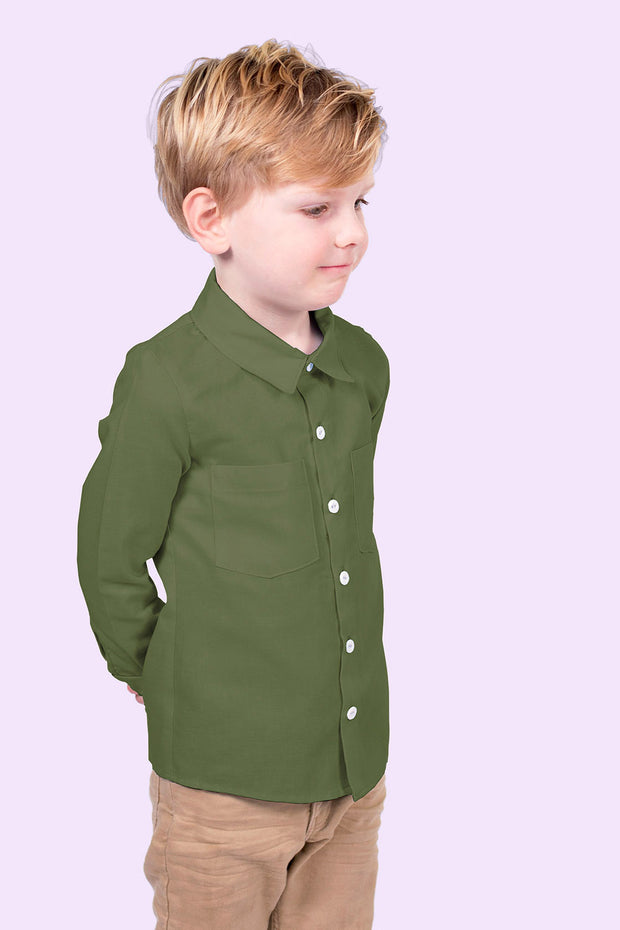 Bambus Poplin fabrik Uni Khaki-Grün
