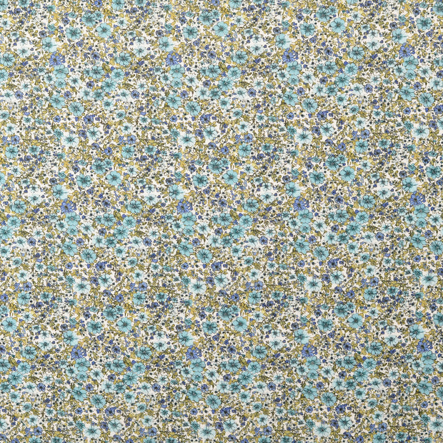 Voile fabrik Blumen Hellblau