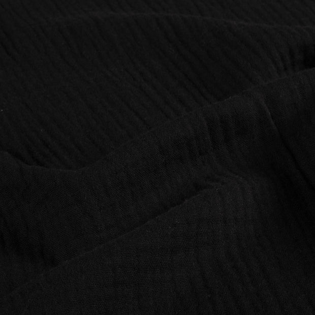 Double Gaze GOTS biologique tissu Unicolore Noir