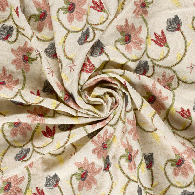  tissu Beige brodé 