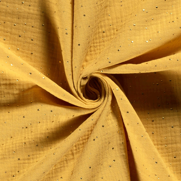 Double gaze tissu pois Ocre