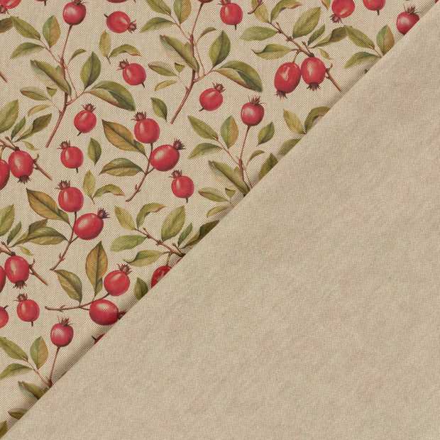 Linen Look fabric Fruits digital printed 