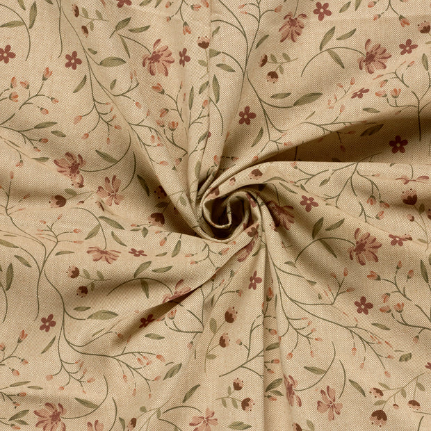 Aspect Lin tissu Beige imprimé numérique 