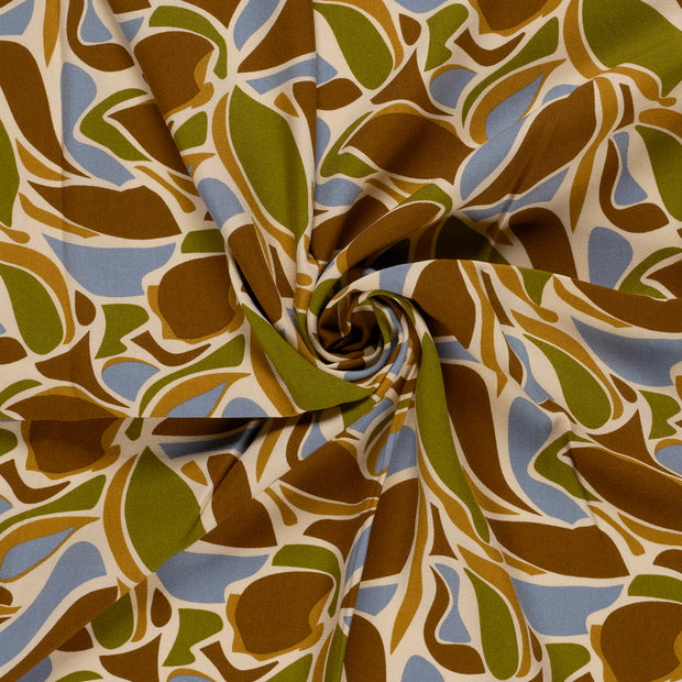 Satin tissu Marron imprimé 
