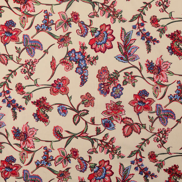 Cotton Poplin fabric Paisley Bordeaux