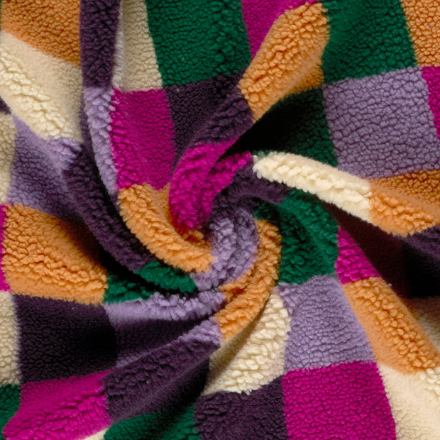 Sherpa Fleece fabric Fuchsia printed 