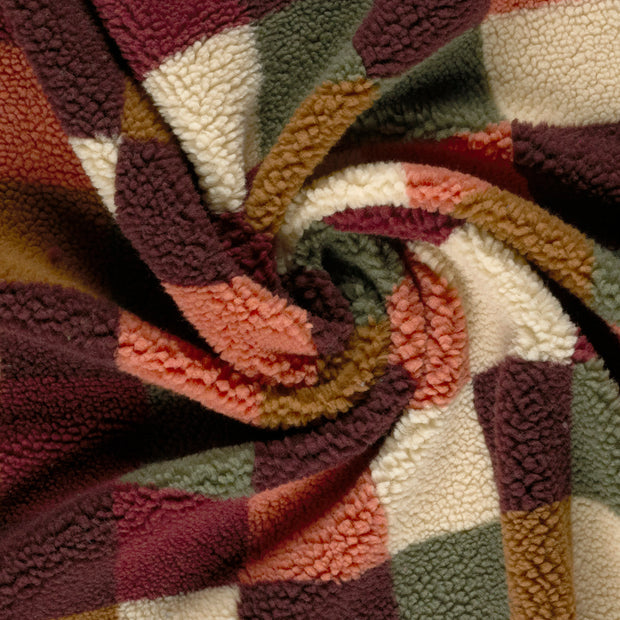 Sherpa Fleece fabric Bordeaux printed 