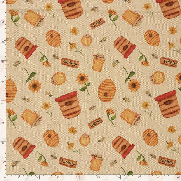 Aspect Lin tissu abeilles Beige