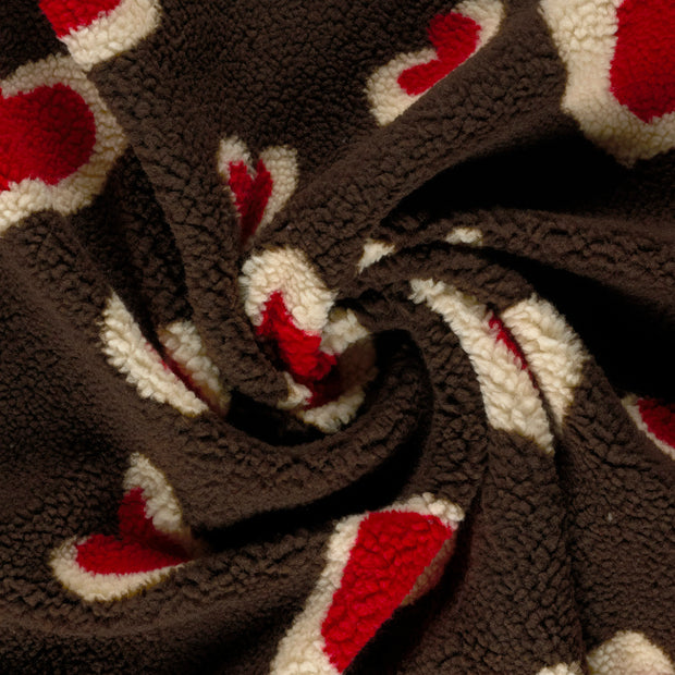 Sherpa Fleece tissu Marron Foncé imprimé 