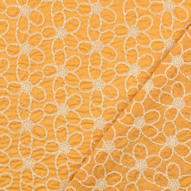 Popeline de Coton tissu Ocre 