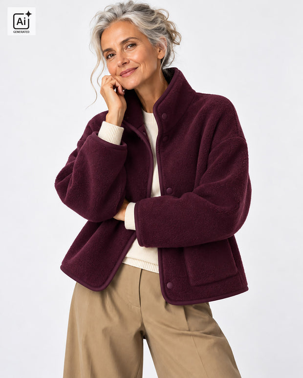 Polaire tissu Melange Aubergine