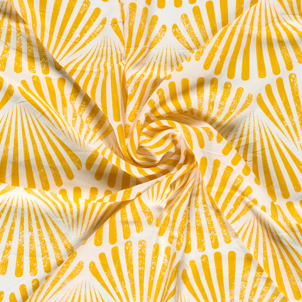 Bambou Poplin tissu Jaune imprimé 