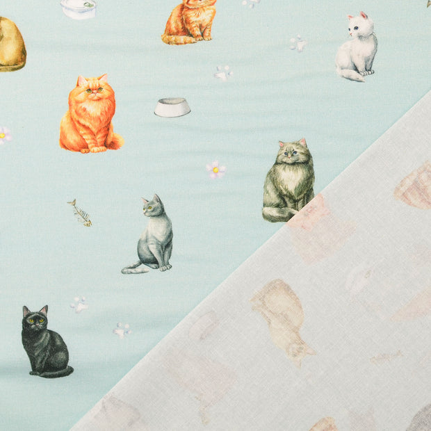 Cretonne fabric Turquoise digital printed 