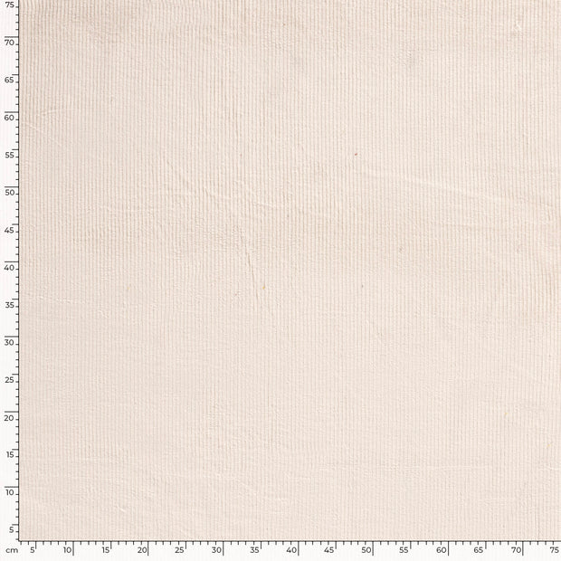 Velours Côtelé Stretch 6w tissu Unicolore Blanc cassé